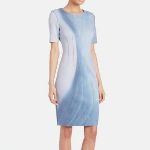 Elie Tahari Sky Blue Gwyneth Neoprene Dress with Princess Seam Details - Size 2